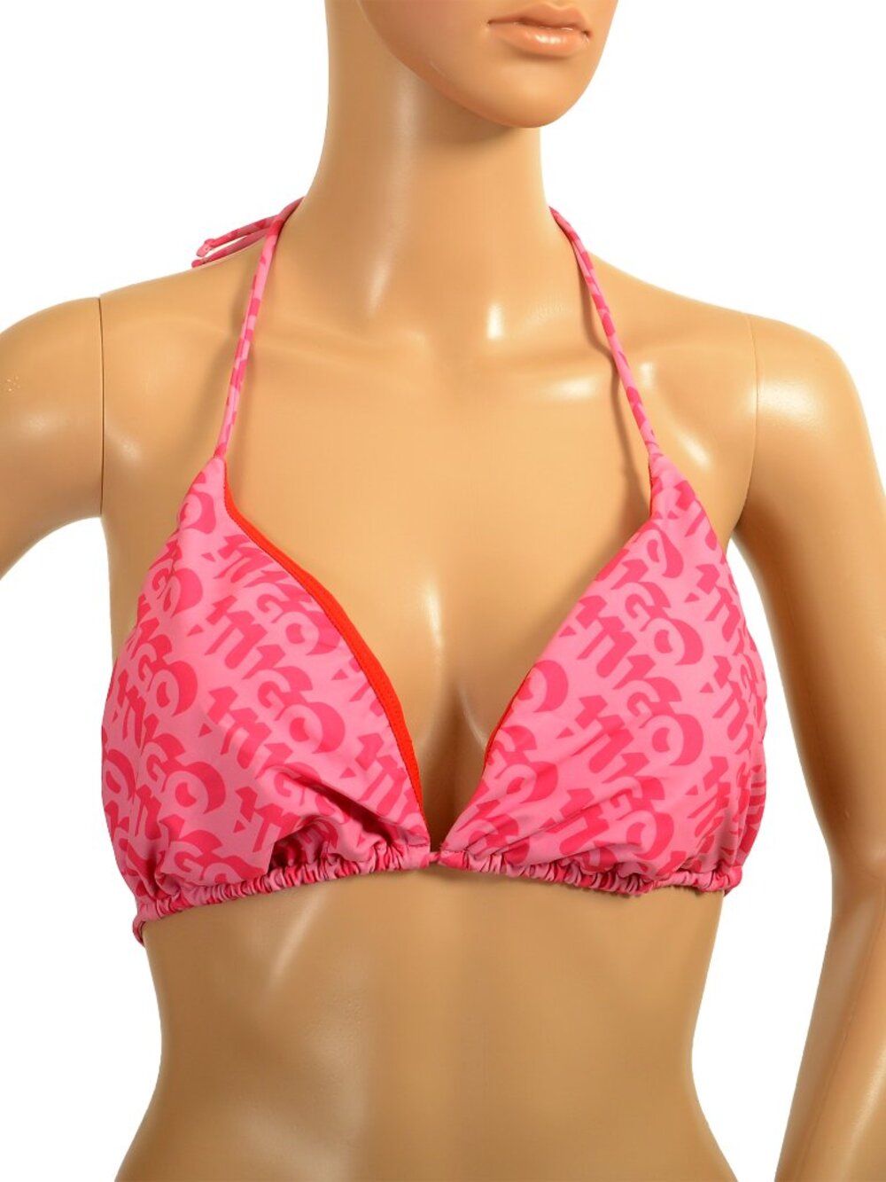 Hugo Boss Women's "Bonnie Triangle" Logo Print Padded Swim Top Bra US XL IT 46